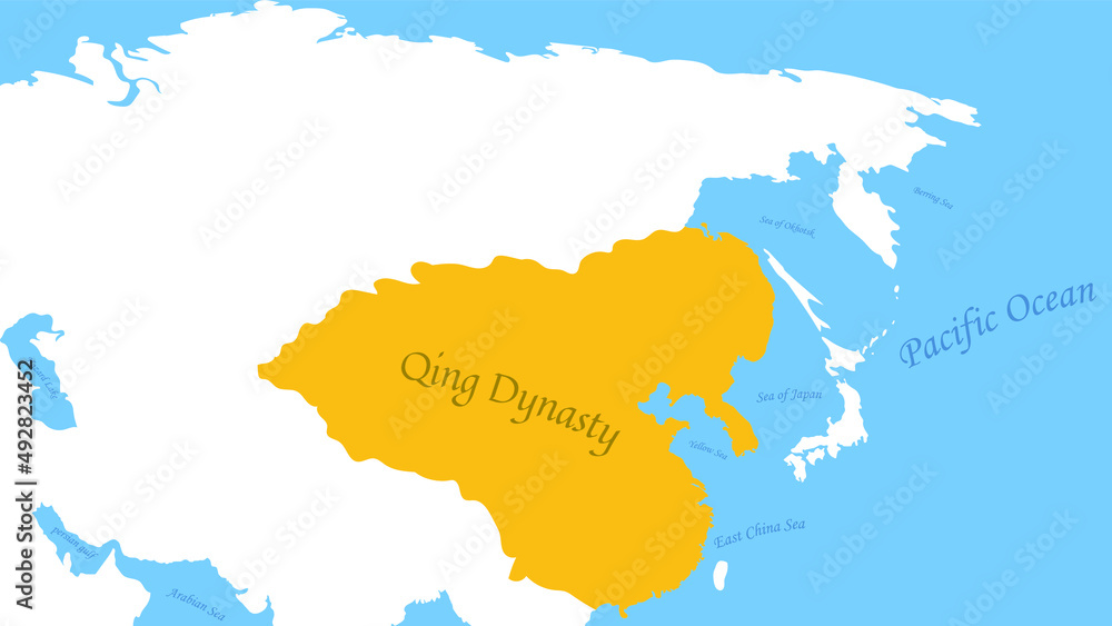 Obraz premium Map of Qing Dynasty Border China Asia 