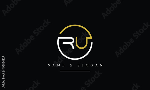 RU, UR, R, U abstract letters logo monogram