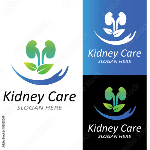 Kidney health and kidney care logo using icon design concept vector illustration