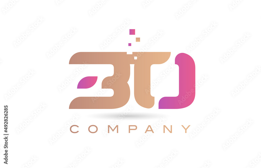 30 number icon logo for company and business with dots design. Creative template in purple and brown color 30 number icon logo for company and business with dots design. Creative template in purple and brown color