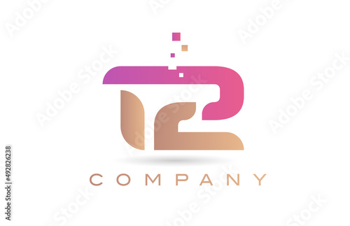 12 number icon logo for company and business with dots design. Creative template in purple and brown color
