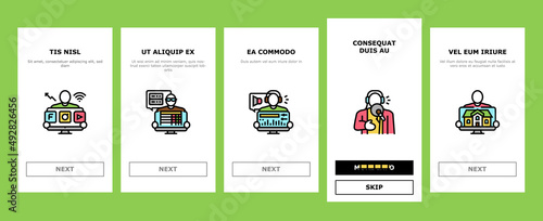Small Business Entrepreneur Job Onboarding Mobile App Page Screen Vector. Vacation Host And Coder, Candy Seller And Pet Sitter, Interior Designer Personal Assistant Business Occupation . Illustrations