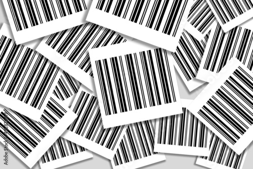Barcode abstract art design of overlapping square shapes in black & white colors. Used as a background poster for any Bar Code related concept like global security, tracking, scanning and encryption. © ASamirGFX