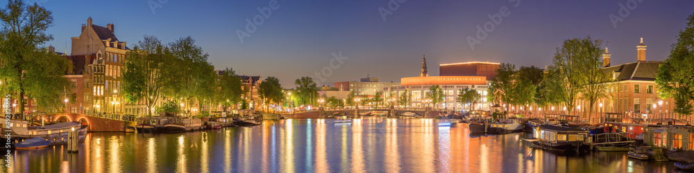 Panoramic View of Amsterdam at Night