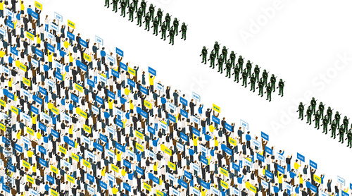 戦争反対を訴える群衆のイメージ