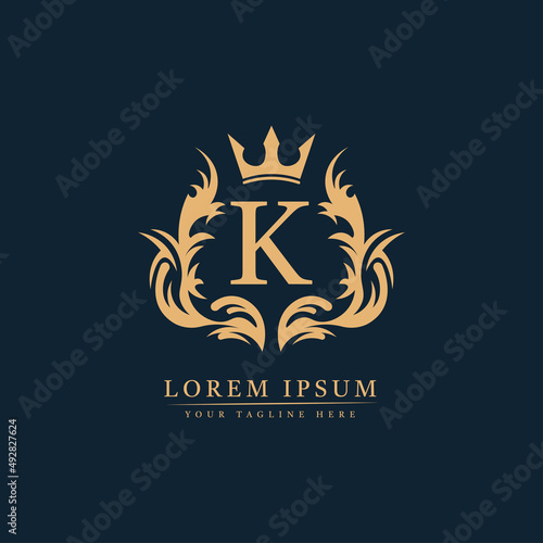 Letter K Logo Hotel, Cosmetics, Spa. Resorts and Restaurants. Luxury, Royal, Decoration, Boutique. Interior Icon. Fashion, Jewelry, Beauty Salon.