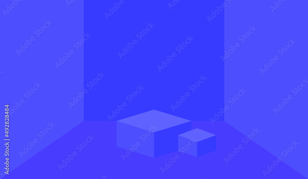 Fototapeta premium Blue stage, square podium, vector background