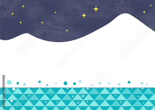 星空と山と海のシンプルイラスト