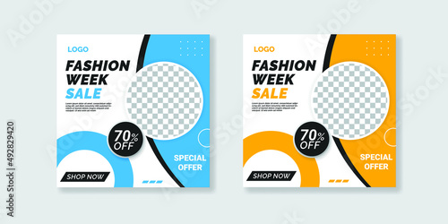 Fashion week sale social media banner template
