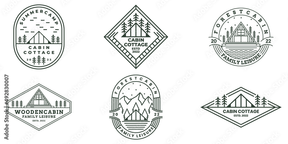 Set Bundle Of Cabin Cottage Line Art Logo Vector Illustration Design Stock ベクター Adobe Stock Set Bundle Of Cabin Cottage Line Art Logo Vector Illustration Design Stock ベクター Adobe Stock