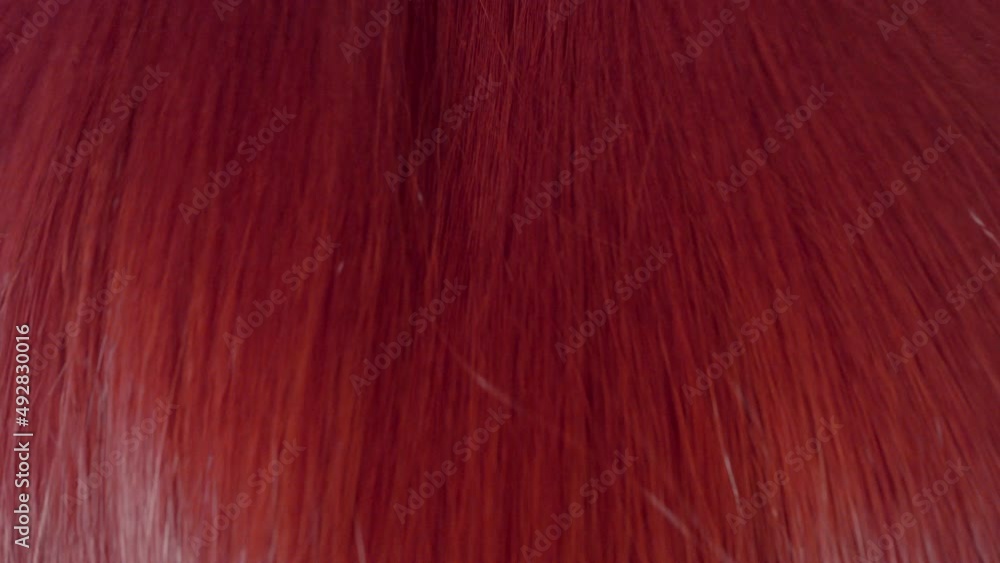Glossy red dyed hair being shake making waves slow motion | Hair care concept Glossy red dyed hair being shake making waves slow motion | Hair care concept