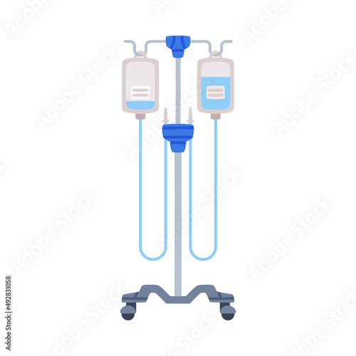 Intravenous Bags on Pole as Medical Equipment and Assistance Device Vector Illustration
