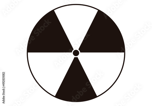 Icono negro de radiactivo en fondo blanco.