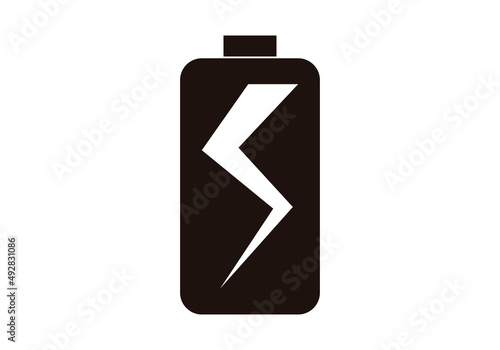 Icono negro de indicador de batería con rayo. 