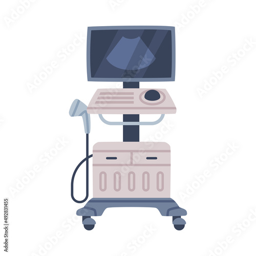 Ultrasound Imaging Machine as Medical Equipment and Assistance Device Vector Illustration