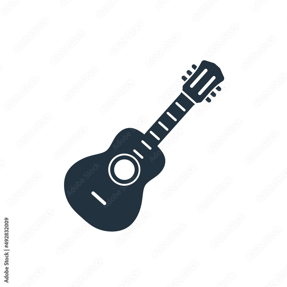 Vector icon of acoustic guitar in trendy flat style isolated on white background. guitarist symbol for web and mobile app. Vector illustration Vector icon of acoustic guitar in trendy flat style isolated on white background. guitarist symbol for web and mobile app. Vector illustration
