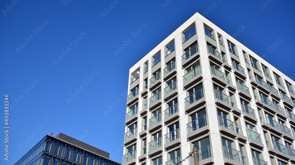 Modern elements in contemporary architecture.. Architectural details of a modern apartment building. Modern elements in contemporary architecture.. Architectural details of a modern apartment building.