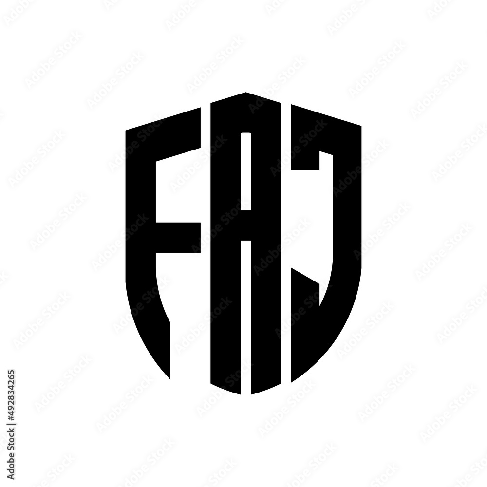 FAJ letter logo design. FAJ modern letter logo with black background. FAJ  creative letter logo. simple and modern letter logo. vector logo modern  alphabet font overlap style. Initial letters FAJ Stock ベクター