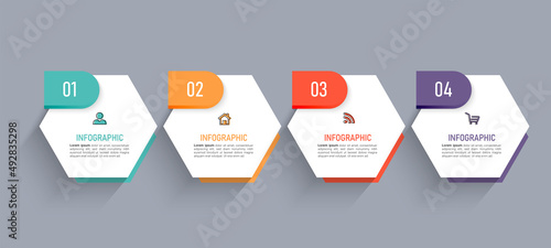 Four steps business infographics template vector. 