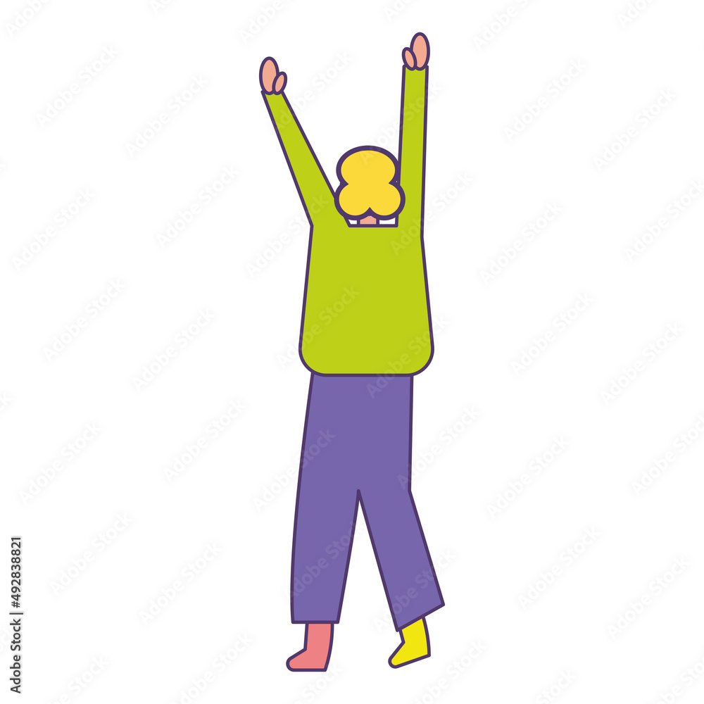 Isolated happy girl cartoon with both hands up Vector Isolated happy girl cartoon with both hands up Vector