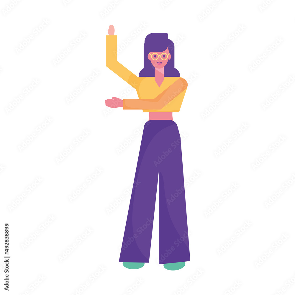 Isolated happy girl cartoon with both hands up Vector Isolated happy girl cartoon with both hands up Vector