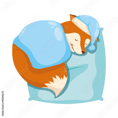 fox sleeping in pillow