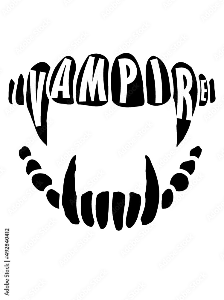 Obraz premium Zähne Text Vampir 