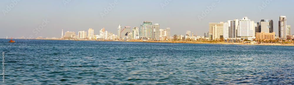 Panoramic view of the Tel Aviv beach