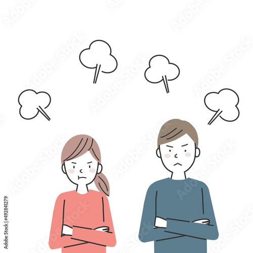 腕組みをして怒る男女