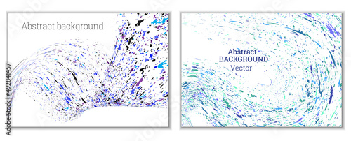 Multicolored paint splashes, smears, dust particles and debris are carried by the wind. A set of two templates. Design template for the design of banners, posters, booklets, covers, magazines. EPS 10
