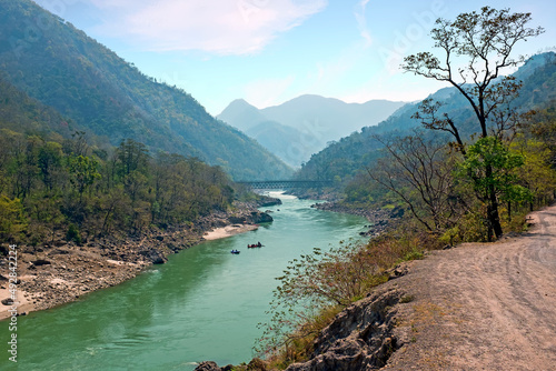 Ganga river in the Himalayas in India Asia photo
