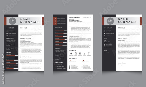 Creative Resume Layout with Professional Resume and Cover Letter Template Simple Black Style
