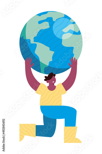 male ecologist lifting earth