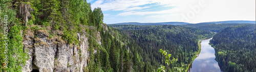 Landscape with Usvinskiye Pillars and the Usva River. Perm region. Russia