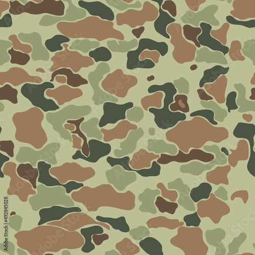  Green camouflage, army uniform texture, seamless modern background for printing clothes, fabrics
