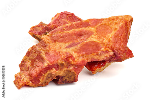 Smoked ribs, isolated on white background. High resolution image.