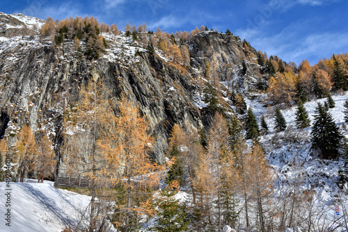 Großglockner, Winter, Lucknerhaus, Schnee, Schneedecke, weiß, schneeweiß, winterlich, Licht, Schatten, Alm, Osttirol, Köndnitztal, Eis, vereist, Spuren, Weg, kalt, Nationalpark, Hohe Tauern, Lärche, J