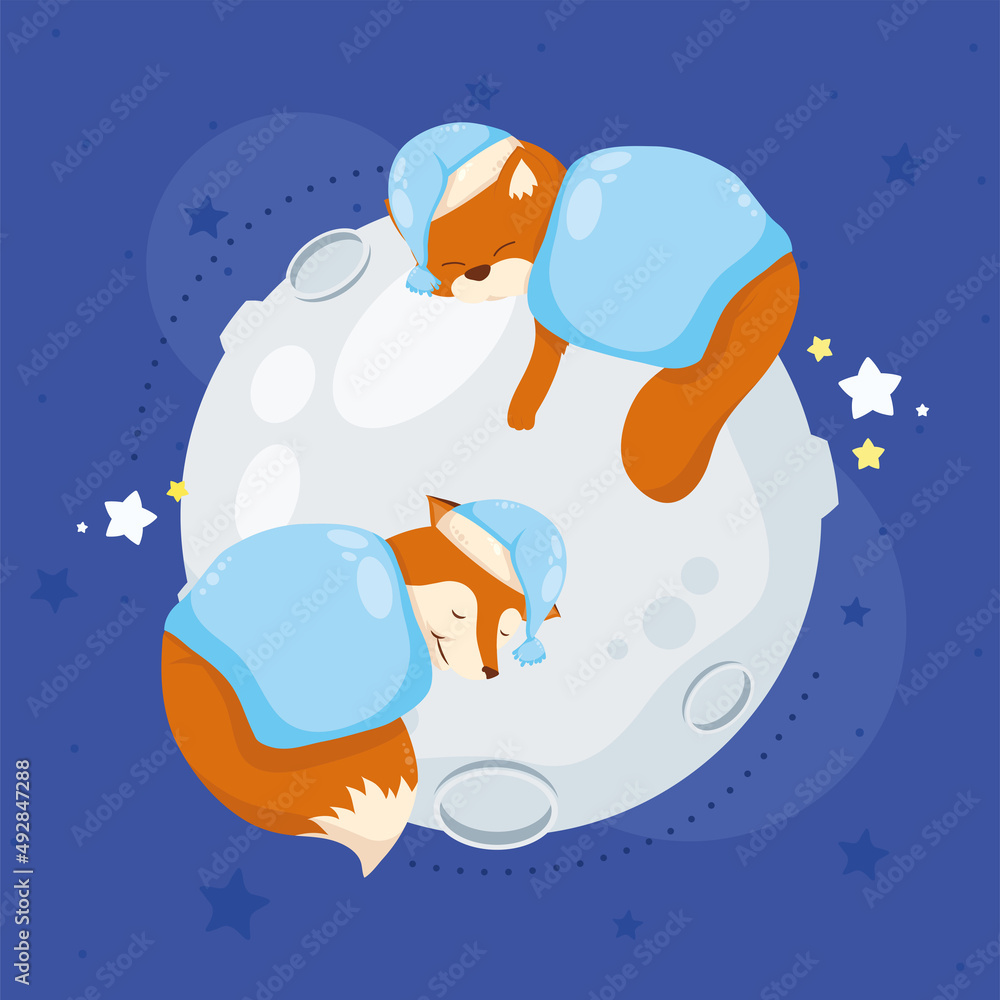 fox and bear sleeping in fullmoon fox and bear sleeping in fullmoon
