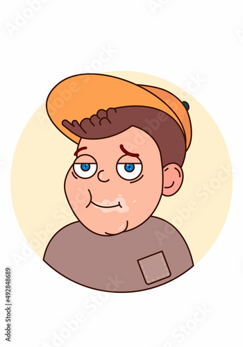 Cute little baby with a dirty face. Expression vector illustration