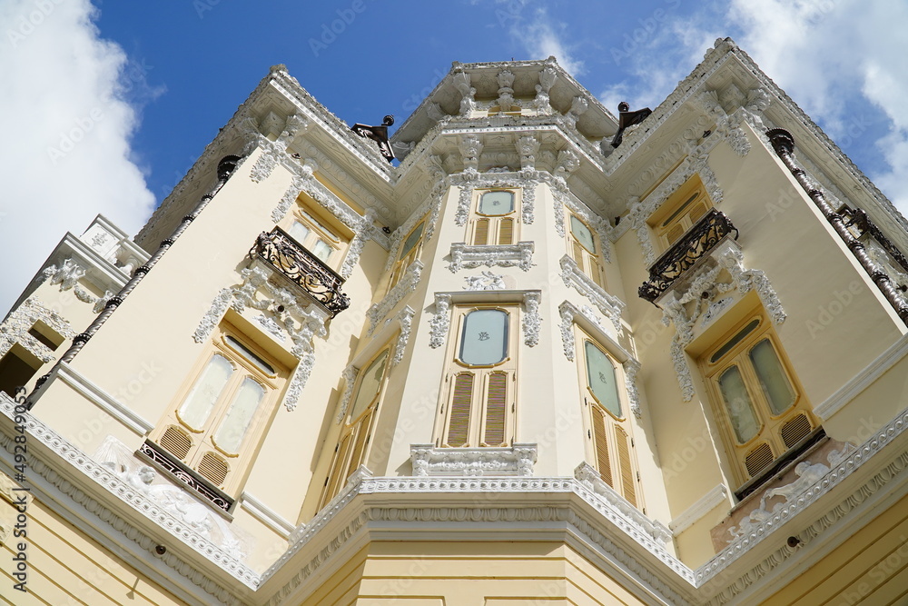 Eclecticism in architecture on the example of details of a house facade