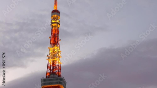 Traditional Zojoji temple with Tokyo tower background. Asian religion Buddhism temple is one of the best tourist attractions. Travel in Asia concept photo