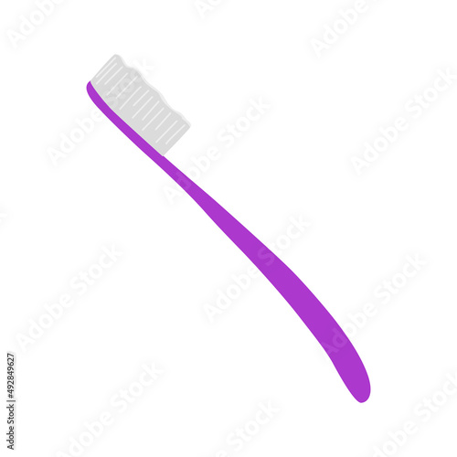 Vector purple flat tooth brush isolated illustration
