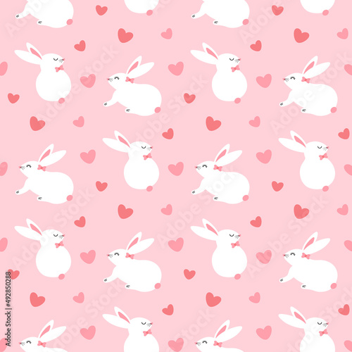 seamless easter rabbit, bunny pattern and background vector illustration