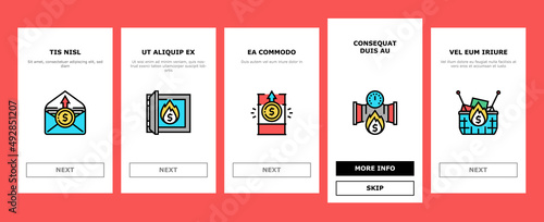 Inflation Financial World Problem Onboarding Mobile App Page Screen Vector. Core And Rate Inflation, Stagflation Online Market And Finance Hyperinflation, Deflation Money Food Asset Illustrations