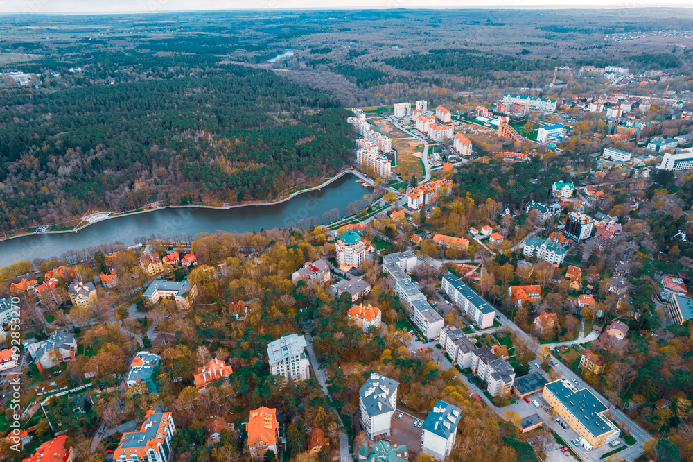 Aerial view city Svetlogorsk Kaliningrad Russia summer sunny day