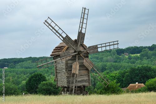 old wooden mill in the Ukrainian village