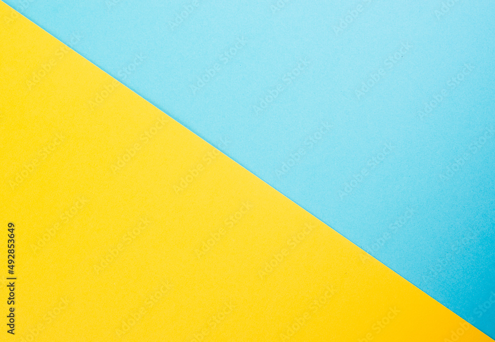 Blue and yellow colored background, copy space for text, template