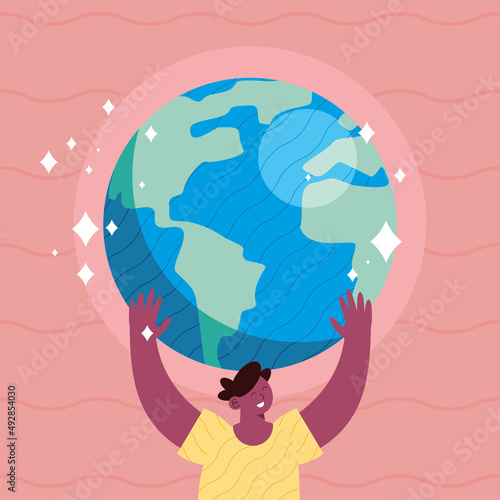 ecologist lifting earth planet