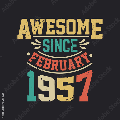 Awesome Since February 1957. Born in February 1957 Retro Vintage Birthday