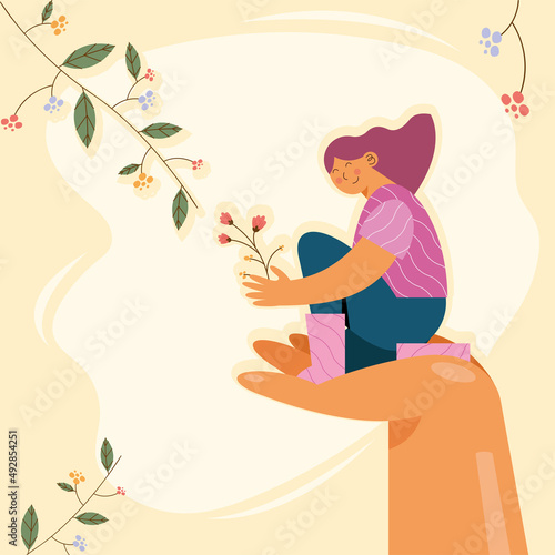 hand lifting female ecologist